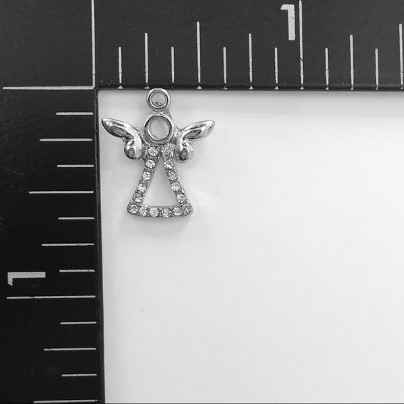 🌼 Angel Silver Rhinestone Dainty Stud Earrings - Picture 3 of 3